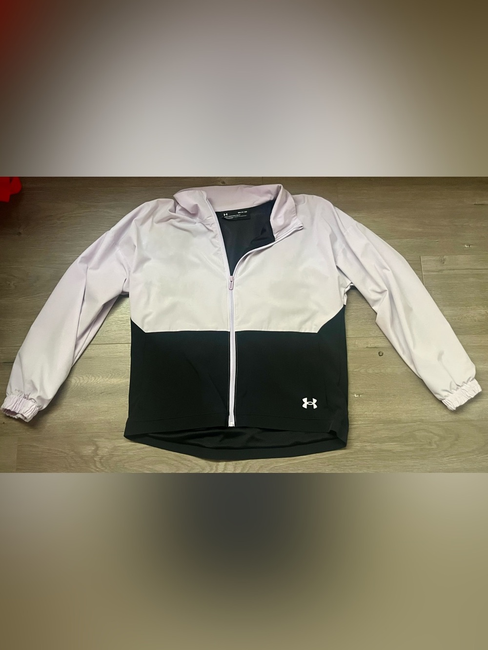 Under Armour Women's Light Pink and Black Colorblock Full-Zip Bomber Jacket